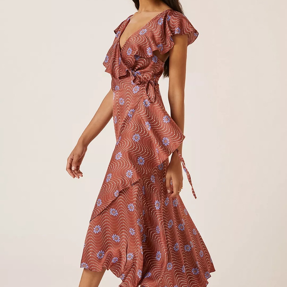 Anthropologie Ruffle Wrap Dress - Size Small